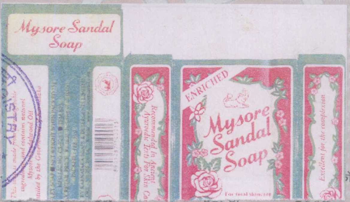 Mysore Sandal Soap ( Label) Device mark 1079375 Trademark