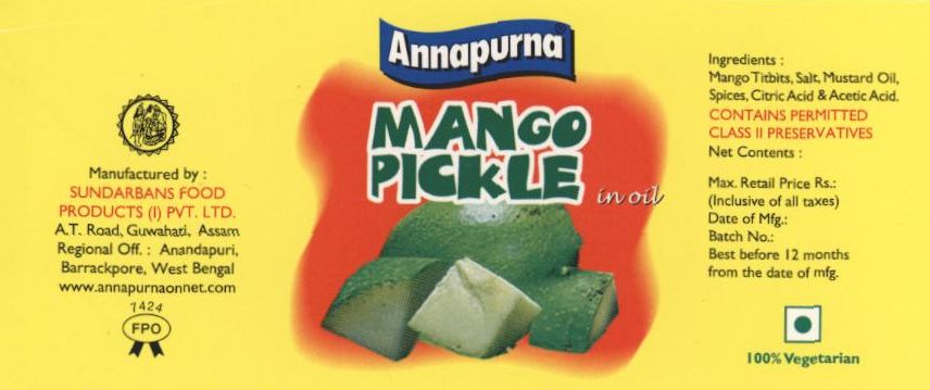 Annapurna Mango Pickle, (de. Pieces Of Green Mango) Device mark 1173850 Trademark