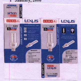 Usha Lexus Cfl With Label Device mark 1603577 Trademark
