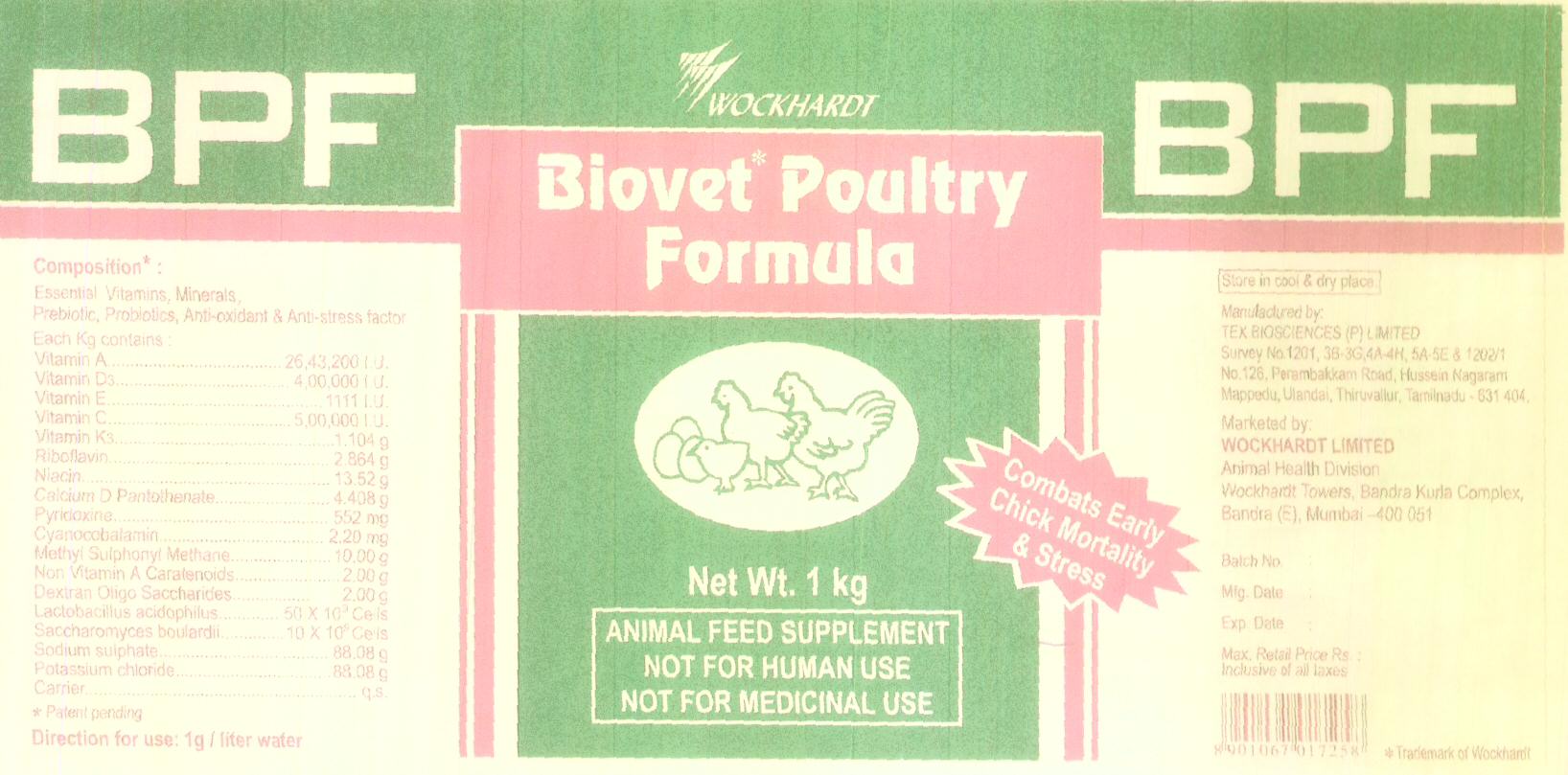 Bpf Biovet Poultry Formula (label) Device mark 1619663 Trademark