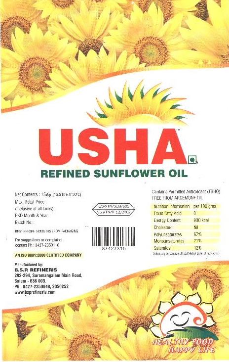 Usha, Refined Sunflower Oil Device mark 1831644 Trademark