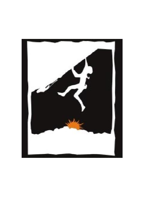 A Rectangular Box, Top Left Depicts Man Climbing An Overhang Section Of Cliff With The Sun Peeking Out Of The Cloudy Horizon Device mark 1961932 Trademark