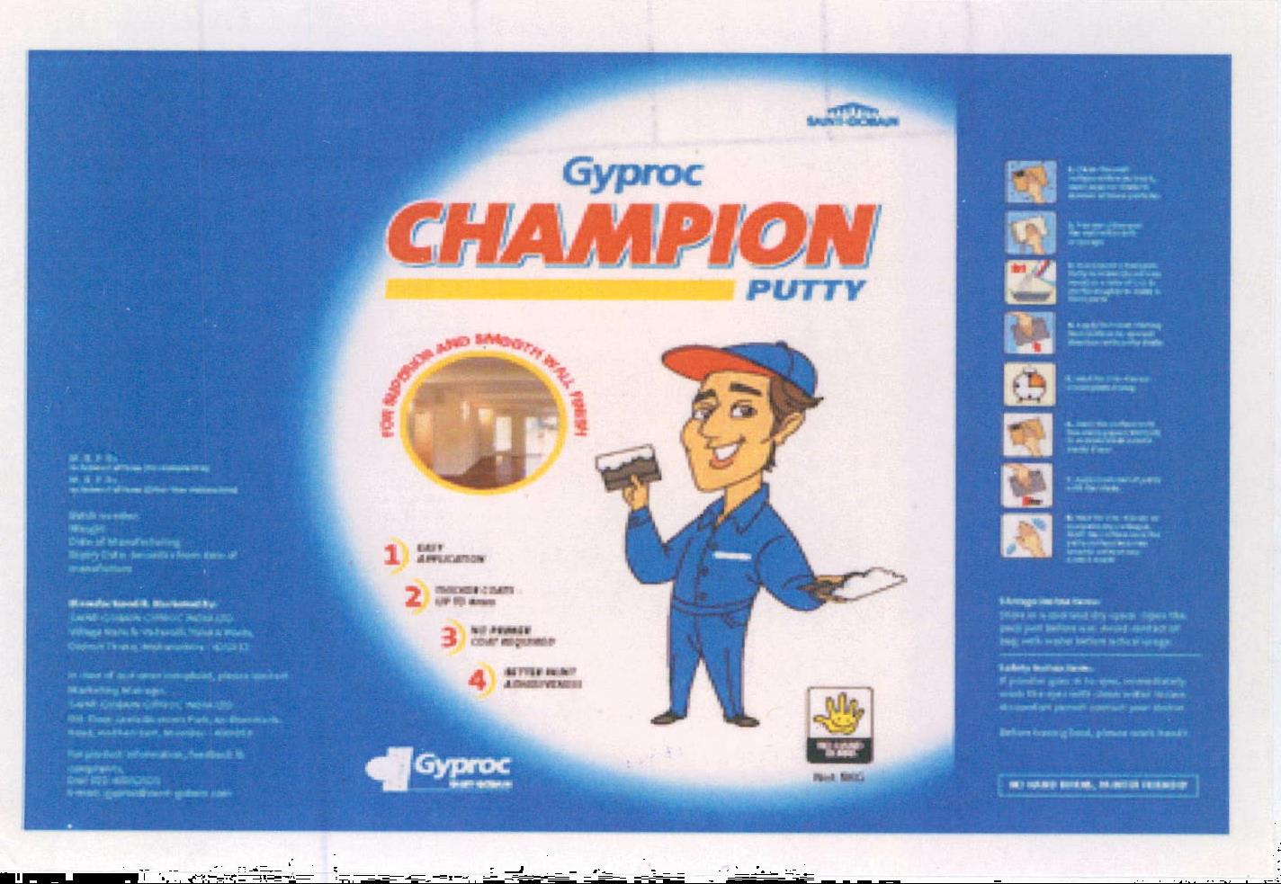 Gyproc Champion Putty Device mark 2058373 Trademark