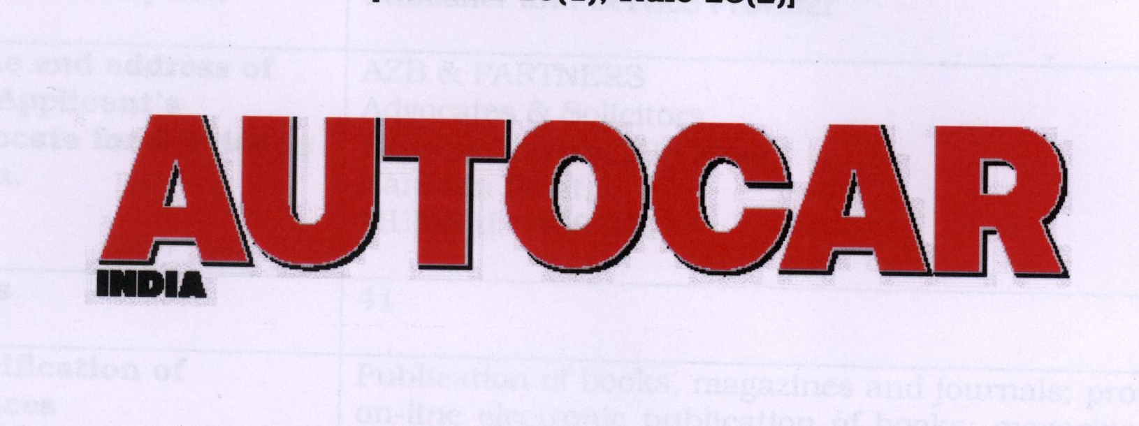 Autocar India Device mark 2083588 Trademark