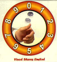 Vinod Shares Limited With Device Of Tossing Hand With Coin And Numerals Of 0 To 9 Device mark 2349483 Trademark