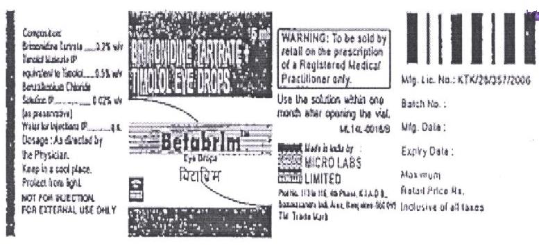 Betabrlm Eye Drop Device mark 2366768 Trademark
