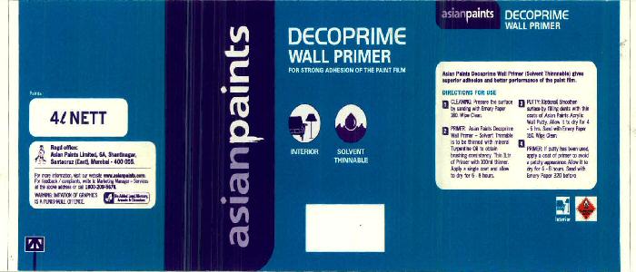 Asianpaints Decoprime Wall Primer Device mark 2454012 Trademark