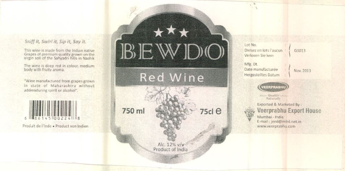 Bewdo Red Wine Device mark 2639271 Trademark