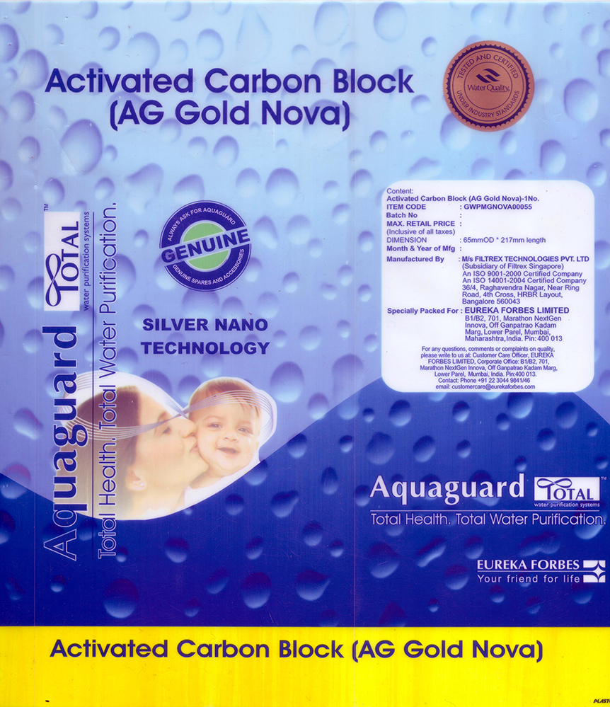 Aquaguard Activated Carbon Block (ag Gold Nova) Device mark 4018263 Trademark
