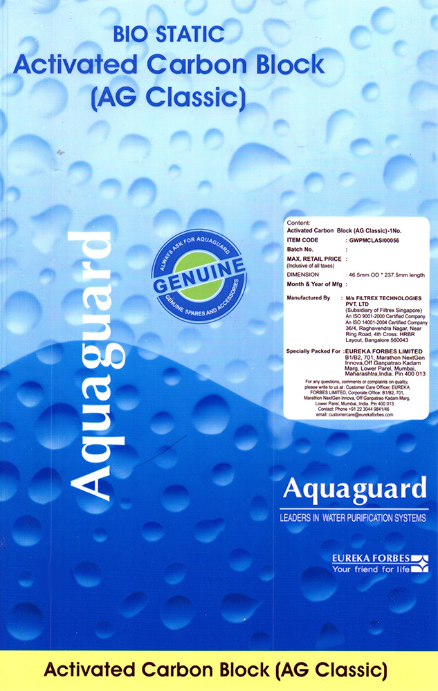 Aquaguard Bio Static Activated Carbon Block (ag Classic) Device mark 4018270 Trademark