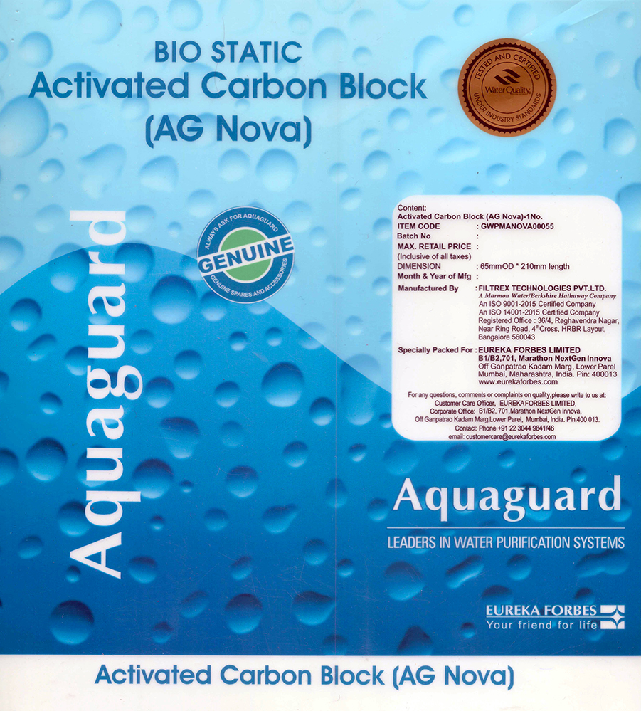 Aquaguard Bio Static Activated Carbon Block (ag Nova) Device mark 4018279 Trademark