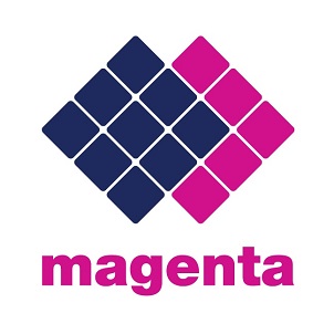 Two Blocks Interconnected With Magenta (label) Device mark 4768506 Trademark