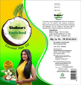 Shalimar’s Enriched Coconut Hair Oil Device mark 4873597 Trademark