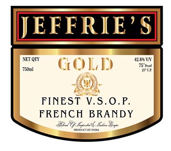 Jeffrie's Gold - Finest V.s.o.p. French Brandy (label) Device mark 5197697 Trademark