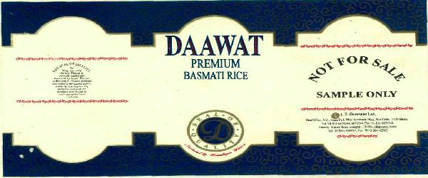 Daawat Premium Basmati Rice (label) Device mark 763066 Trademark