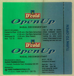 D' Cold Open Up Device mark 871263 Trademark