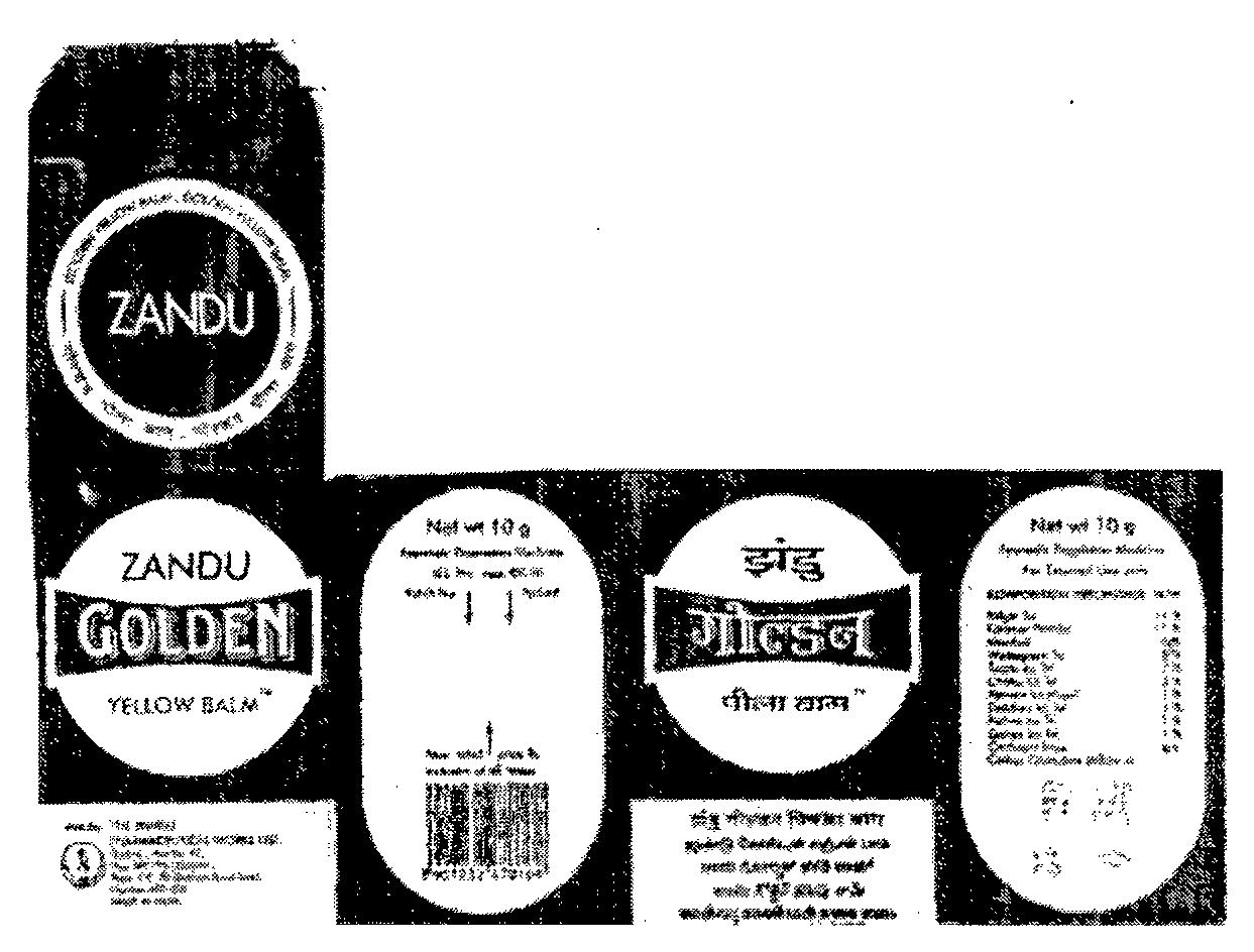 Zandu Golden Device mark 886486 Trademark